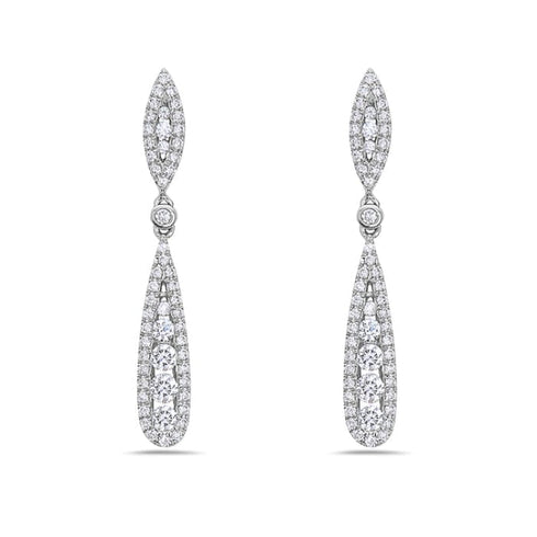 14K White Gold Diamond Dangle Earrings
